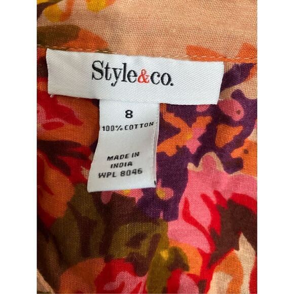 Style &co women’s button up floral, print Blouse/2cneq/swimsuit cover size 8 - Picture 6 of 6